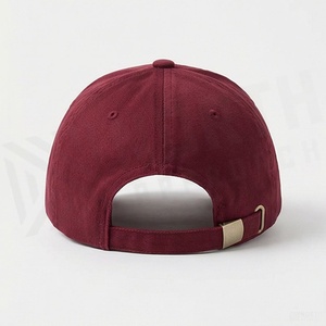 Burgundy 6-Panel <b>Baseball</b> <b>Cap</b> Adjustable Brim Unisex Solid Color Twill Fabric Casual Hat for Adults - Product Image 2