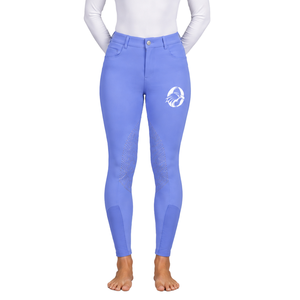 Leggings d'équitation pour femmes violet clair, taille haute, extensibles, avec grip intégral en silicone, pour l'entraînement - Product Image 1