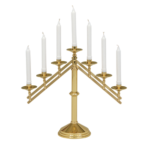 Rustic antique black wrought <b>iron</b> three-arm candelabra with scalloped flower details. Available at wholesale price. - Product Image 5