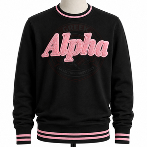Sudaderas negras personalizadas de la hermandad Alpha para mujer, 100% algodón, forro polar transpirable, sudadera con capucha para invierno, suéter con logo griego de chenilla, OEM - Product Image 1