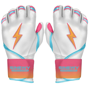 ถุงมือตีเบสบอล SINEWY SPORTS สีชมพู ขาว น้ำเงิน ลายสายฟ้า ปิดด้วยแถบตีนตุ๊กแก สำหรับผู้ใหญ่ ทั้งชายและหญิง ใช้สำหรับฝึกซ้อม - Product Image 1