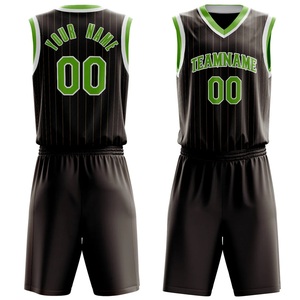 Ensemble de maillots de basketball en promotion, anti-transpiration, noir et vert, vêtements de sport, tenue d'équipe personnalisée, production OEM en usine - Product Image 1