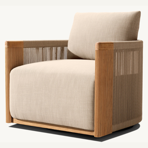 Fauteuil individuel en teck écologique avec accents esthétiques en rotin pour un style moderne intérieur ou extérieur - Product Image 3