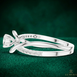 แหวนเพชรเดี่ยวทรงบิดเกลียวทองคำขาว 14K 18K สุดหรูสำหรับผู้หญิง แหวนหมั้นดีไซน์ไขว้สุดสง่างาม - Product Image 2