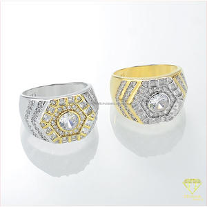 Anillo de Plata 925 de Primera Calidad con Diamante Cultivado en Laboratorio, Diseño Geométrico de Dos Tonos, para Compradores de Joyería al Por Mayor - Product Image 3