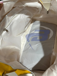 Bolsa de Viaje de Cuero Resistente Reflectante Amarilla con Rayas Blancas Estilo Deportivo de Gran Capacidad de Philo Affiliates Sorority - Product Image 4