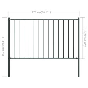 Pannello di Recinzione in Acciaio Verniciato a Polvere Antracite con Pali 5,9 ft X 3,3 ft, Prodotto per Strutture in Acciaio - Product Image 4
