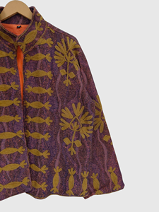 Floral Pattern Mandarin Collar Blazer Full Sleeve Women'<b>s</b> Plus Size Autumn Wear Woven Polyester Jacket - Product Image 3