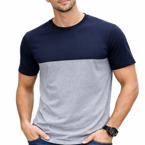 Camiseta de algodón de dos tonos personalizada para hombre, de manga corta, cuello redondo, informal, para uso diario en verano. - Product Image 2