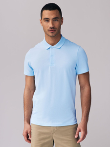 Polo de Algodón Azul Claro para Hombre, Manga Corta, Corte Regular, Color Sólido Informal, Tejido de Punto Transpirable - Product Image 2