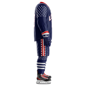 Ensemble d'uniformes de hockey sur glace en gros : Maillot en maille respirant et chaussettes, personnalisables avec logo, numéro et nom, faible MOQ, fournisseur - Product Image 4