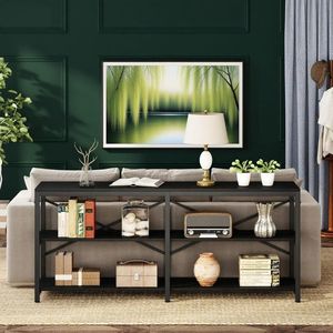 Consolle Lunga Artigianale con Base a Cavalletto Stabile, Decorazione per Soggiorno o Villa in Stile Rustico - Product Image 1