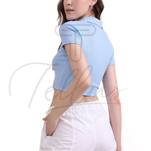 Nuevo Estilo Moderno, Sudadera Corta Transpirable de Verano para Mujer, Color Sólido Personalizado, Informal, de Poliéster/Algodón, Top Ventas al Mejor Precio - Product Image 3