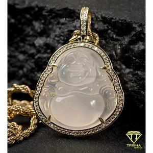 Colgante Premium de Buda Sonriente con Diamante Cultivado en Laboratorio VVS y Plata de Ley 925, Joyería Hip Hop - Product Image 3