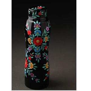 Botella de Agua de Cobre Puro de 1000 ml, Hecha a Mano, con Estampado Floral Botánico de Diente de León Amarillo, sin Juntas, a Prueba de Fugas - Product Image 3