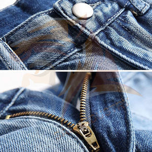 กางเกงยีนส์ขาสั้นผู้ชายสไตล์วินเทจแบบซักล้างขายส่ง กางเกงยีนส์ผู้ชายดีไซน์เนอร์ชั้นนำ ความยาวระดับเข่า ทรงตรง - Product Image 3