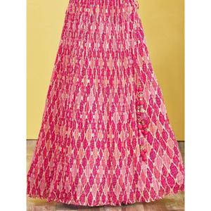 Adorable Rosa bordado trabajo Chinon boda Lehenga Choli elegantes vestidos de noche - Product Image 2