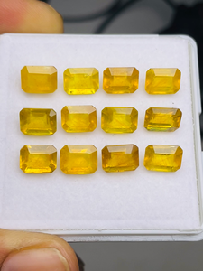 Saphir Jaune Naturel Taille Émeraude 9*7mm Qualité AAA Pierres Précieuses pour la Fabrication de Bijoux Superbe Lustre Prix Abordable - Product Image 5