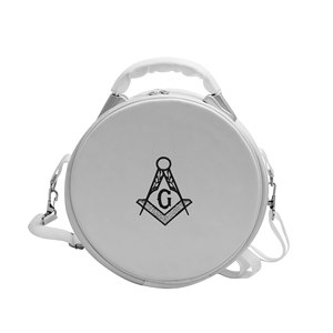 White Square Compass & G Machine Embroidered Black Caps <b>Case</b> With Strap - Product Image 1
