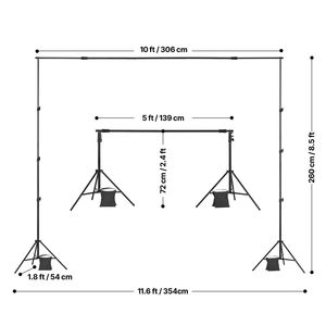 Kit Accessori per Studio Fotografico Portatile Regolabile 8,5 X 10 ft, Supporto per Sfondo Resistente con 2 Treppiedi, Progettato in Nuova Zelanda - Product Image 2
