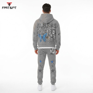 Nuevas llegadas: Conjuntos deportivos de forro polar estampados para hombre, con logo personalizado, color liso, al por mayor, para invierno. - Product Image 5