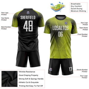 Maillot de football personnalisé pour homme, sublimé, avec nom et numéro d'équipe, col rond, manches courtes, 100 % polyester, anti-humidité, uniforme d'équipe adulte - Product Image 2
