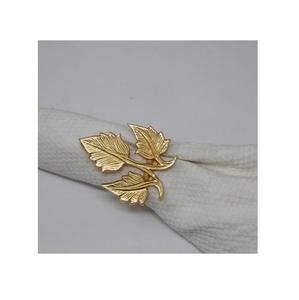 Élégant porte-serviettes en aluminium doré moderne en forme de feuille de bétel, écologique, durable, décoratif, pour décoration de table de mariage botanique. - Product Image 5