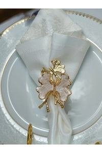 Anillo de Servilleta de Aleación de Zinc con Diseño Floral Blanco, Decoración de Mesa para Bodas y Cenas - Product Image 6