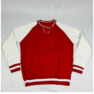 Sweat-shirt à col rond à manches raglan rouge et blanc pour homme, couleur unie, avec poche, pull décontracté en tricot Delta, tissu French Terry, coupe classique - Product Image 1