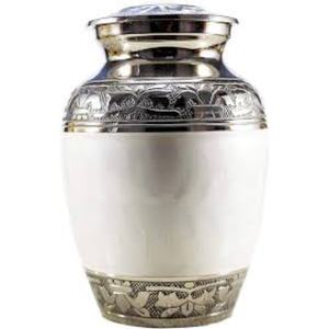 Popular White Enamel Cremation Urn Engrave Floral Bend Adult Urns American Style Medium Size Cremation Urns Wholesale Price - Product Image 1