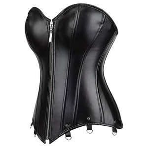 Top Trending Black <b>Pvc</b> <b>Corset</b> body Shaper Satin Under bust <b>Corset</b> With Steel Boned PU Leather Waist Cincher Sexy Mature <b>Corset</b> - Product Image 2