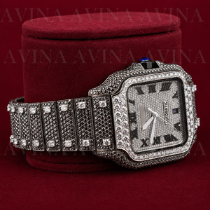 Montre mécanique carrée de luxe pour homme, style hip-hop, résistante à l'eau, sertie de moissanite, bracelet en acier inoxydable de 20 mm, cadran en verre, date automatique - Product Image 4