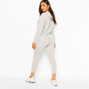 Ensemble jogging 2 pièces en coton pour femme, taille plus, style décontracté, avec logo personnalisé - Product Image 6