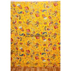 Couvre-lit Kantha en coton pur à 100 % imprimé à la main, motif floral vintage Gudri, fabriqué en Inde - Product Image 6