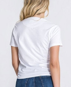 เสื้อยืดคอตตอนทรงสลิมฟิตสำหรับผู้หญิงเสื้อครอป5% สแปนเด็กซ์เข้ารูปพิมพ์โลโก้ได้ตามต้องการ