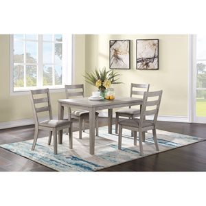 Set da Pranzo Classico ed Elegante 5 Pezzi, Finitura Naturale, Tavolo con Piano in Legno, Sedie con Schienale a Scala e Cuscini - Product Image 1