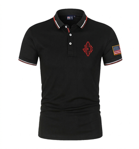 Camiseta de Verano para Hombre, Bordada, de Color Sólido, Manga Corta, Cuello Alto Informal, Corte Holgado, Estilo Europeo Americano - Product Image 2
