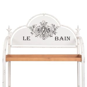 ชั้นวางของเหล็กสีขาวและสีน้ำตาลพร้อมไม้เฟอร์แข็งแรงทนทานและมีสไตล์ - Product Image 4