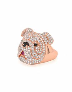 Mens Hip Hop Bulldog Face <b>Ring</b> Iced Out Diamond Look 925 <b>Silver</b> or 10K 14K Gold Finish Heavy <b>Statement</b> Jewelry Gift Idea - Product Image 2