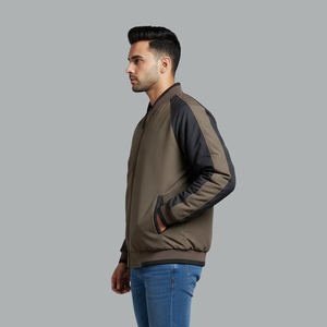 Men's <b>Winter</b> Sports Solid Color Casual Neck Bomber <b>Jacket</b> Canvas <b>Waterproof</b> Breathable Front Logo - Product Image 5