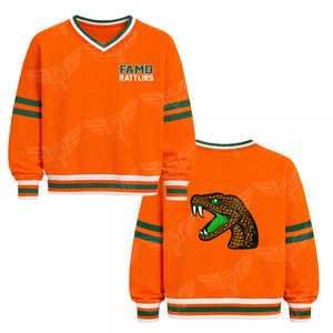 Conjunto Deportivo Personalizado de la Universidad Agrónoma y Mecánica de Florida para Mujer, Sudadera Corta Verde y Naranja y Pantalones Deportivos de Cintura Alta, Estilo Universitario, Ropa Deportiva Urbana - Product Image 3