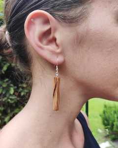 Boucles d'oreilles pendantes en bois, style bohème, forme rectangulaire, grain naturel, bijoux unisexes, mode soirée - Product Image 5