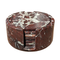 Ensemble de 6 grands dessous-de-verre en marbre de luxe moderne, finition antique, onyx naturel, pour la cuisine - Durables, écologiques, design graphique