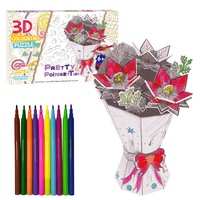 Großhandel hübsches pädagogisches Puzzlespiel, buntes Papier Blumen karton Malerei Design lustige Aktivitäten 3D-Puzzle
