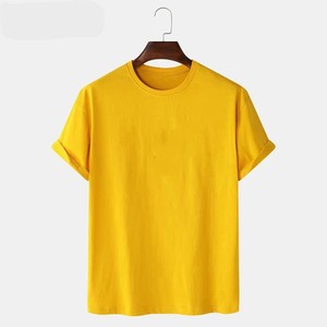 T-shirt décontracté pour homme, bleu clair, à manches courtes, col rond, coupe classique, en jersey de spandex, uni, respirant, sans logo sur le devant - Product Image 3