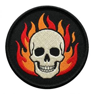 Patchs thermocollants personnalisés en gros, motif crâne ailé blanc, cercle noir, pour vêtements en jean, à coudre, broderie machine, badges en vrac - Product Image 5