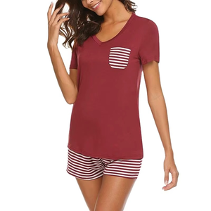 Women's Vintage Fashion Organic Cotton Knitted Printed Short Pajama Set Elastic Waist T-Shirt Shorts Breathable Summer Autumn - Product Image 5