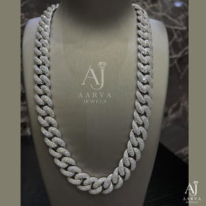 Collier chaîne cubaine 16 mm en moissanite sertie de pierres, coupe brillante VVS, en argent sterling 925 plaqué rhodium, style hip-hop, pour fiançailles - Product Image 1