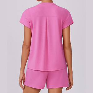 Women Crew Neck <b>Sets</b> Summer Solid Breathable Short Sleeve Shorts <b>Set</b> Two Pieces <b>Set</b> Daily Streetwear Outfits Women's <b>Sets</b> - Product Image 6