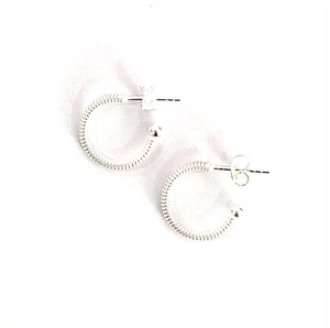 925 Sterling <b>Silver</b> Textured <b>Hoop</b> Earrings Small Round Stud Style | Minimalist Everyday Jewelry Wholesale Supplier - Product Image 2